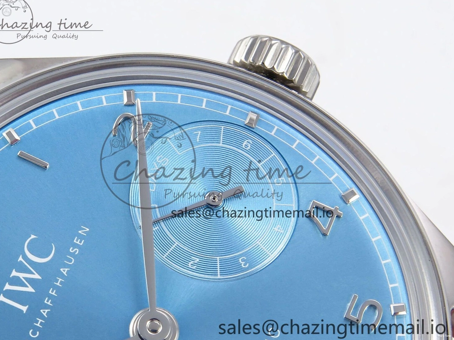 MIROTIME 0502 Lightweight Portugieser Automatic SS IW501708 APSF 1:1 Best Edition Light Blue Dial on Gray Leather Strap A 7012
